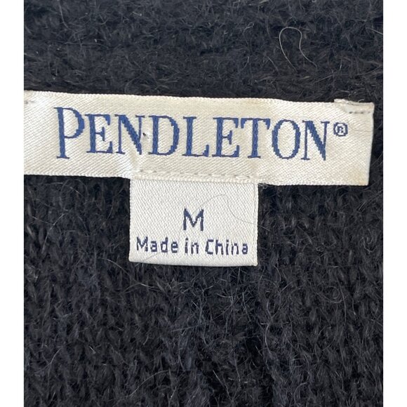 Pendleton Women's V-Neck Cableknit Sweater Black Mohair Wool Size Medium - Picture 5 of 8